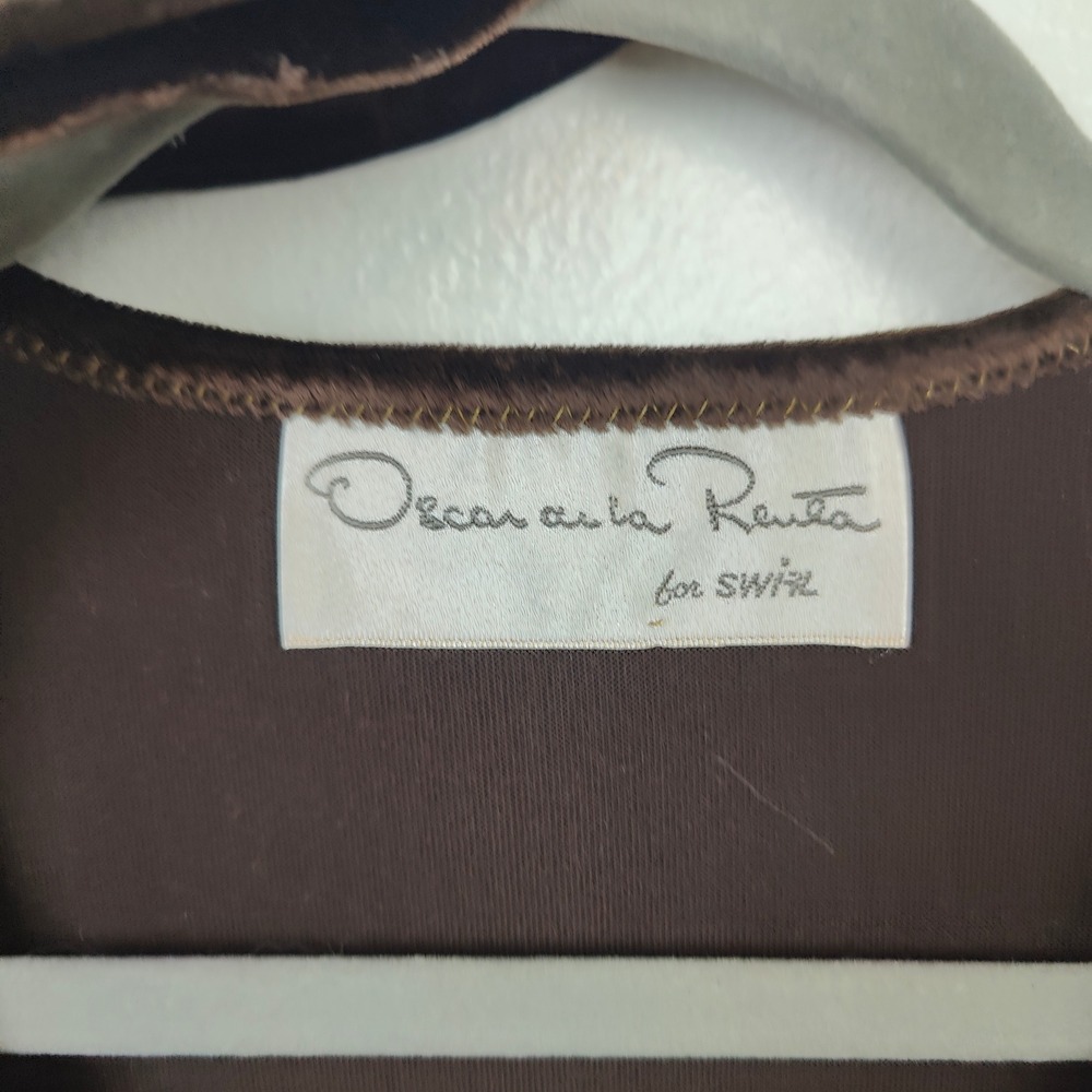 Vintage 70s Oscar de la Renta Womens Dress Large Brown Velvet Embroidered Caftan - Picture 6 of 7